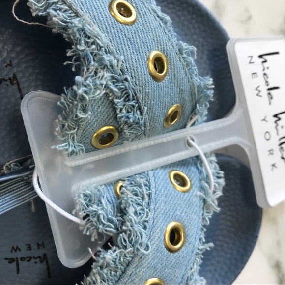 ‼️ Nicole Miller Baby Girl Denim Slip On Sandals - Picture 6 of 8